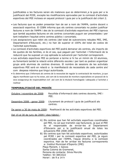 protocol de les activitats esportives del pee - Ajuntament de Santa ...