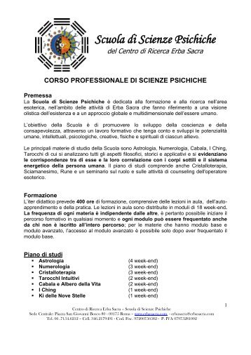 Scuola di Scienze Psichiche - Erba Sacra