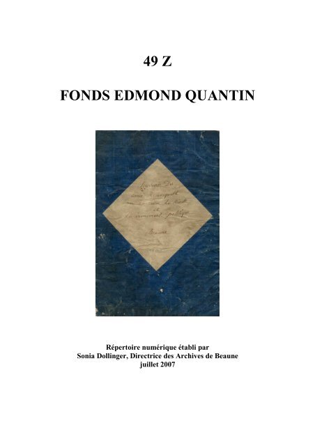 49 Z FONDS EDMOND QUANTIN - Beaune