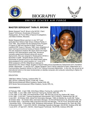 unitedstatesairforce master sergeant tara r. brown - Air Force Office ...