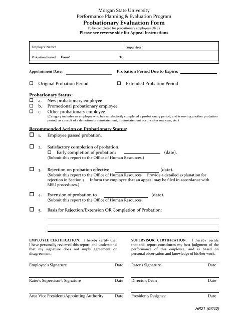 Probationary Evaluation Form 3. 5. - Morgan State University