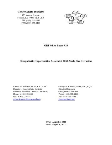 Geosynthetic Opportunities Associated With Shale ... - Geosynthetica