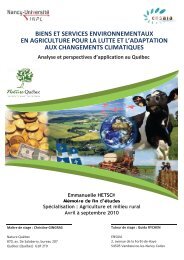 Biens et services environnementaux en agriculture ... - Nature Québec