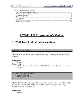 U2C-11 Application Programming Interface 0.1.3 - Dimax