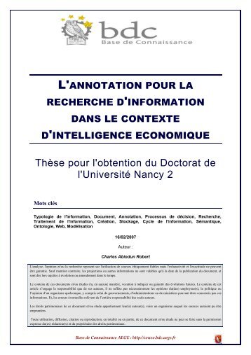 L'annotation pour la recherche d'information dans le contexte d ...