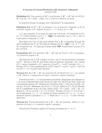Il teorema di Cartan-Dieudonné sulle simmetrie (riflessioni) versione ...