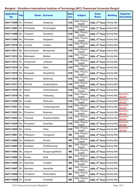 Announcement of Examination Room and Schedule for Outstanding ...