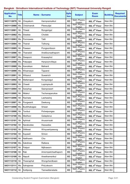 Announcement of Examination Room and Schedule for Outstanding ...