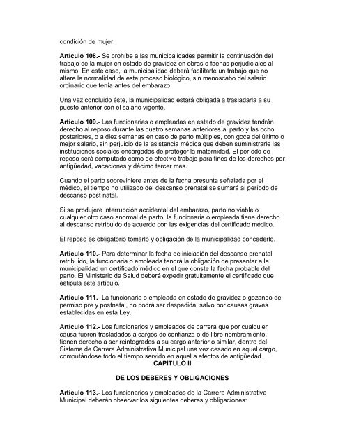 Ley de Carrera Administrativa Municipal - Instituto NicaragÃ¼ense de ...