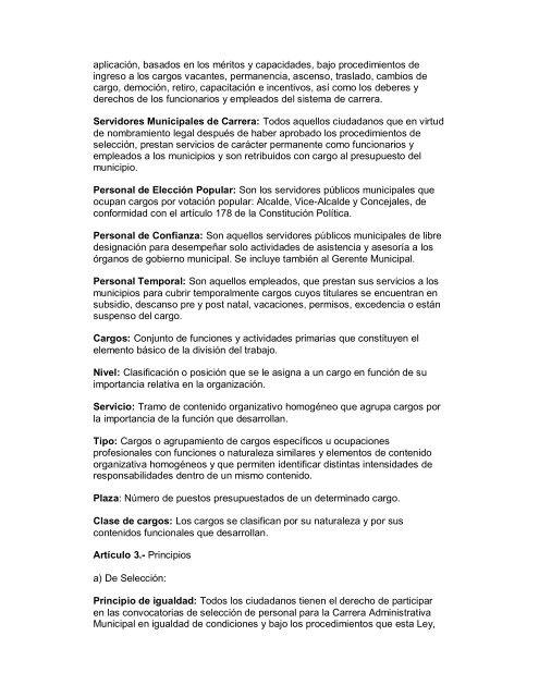 Ley de Carrera Administrativa Municipal - Instituto NicaragÃ¼ense de ...