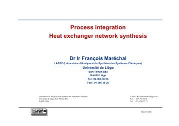 Process integration Heat exchanger network synthesis - LASSC