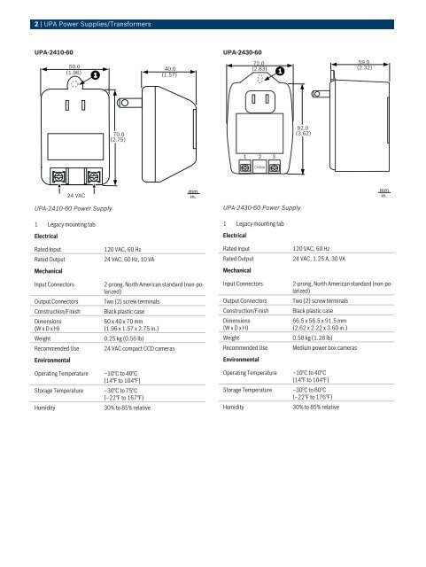 Bosch UPA-1220-60 Power supplies & batteries product datasheet