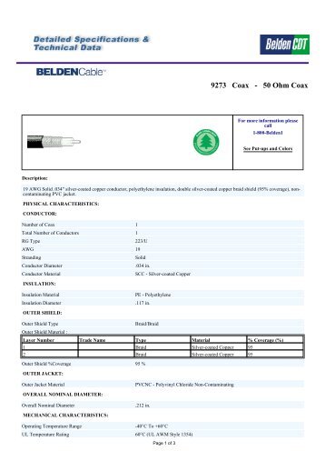 9273 Coax - 50 Ohm Coax - Hytera