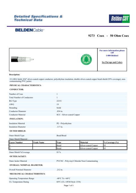 9273 Coax - 50 Ohm Coax - Hytera