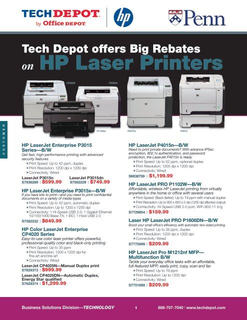 on HP Laser Printers - Tech Depot
