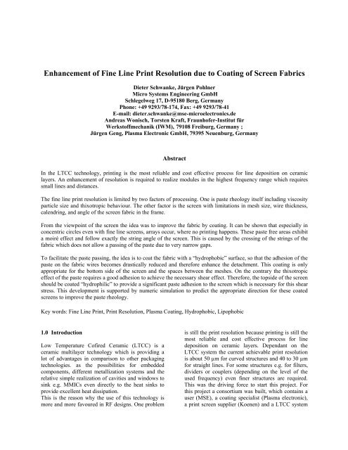 Enhancement Of Fine Line Print Resolution Due To Coating Of Screen