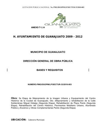 H. AYUNTAMIENTO DE GUANAJUATO 2009 - 2012