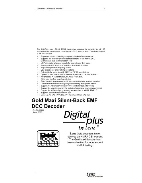 Gold Maxi Manual - Lenz USA