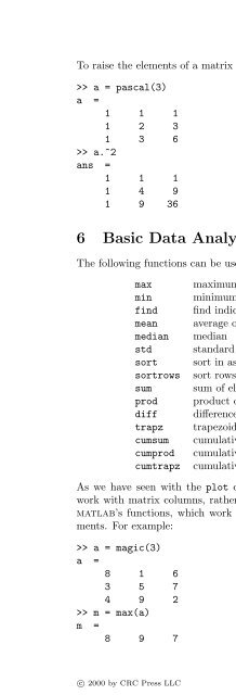 Basics of MATLAB and Beyond