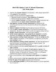 Math 901: Algebra I Unit 1 Test Study Guide