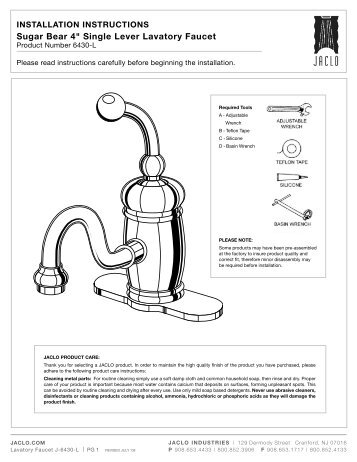 Sugar Bear 4" Single Lever Lavatory Faucet - Jaclo