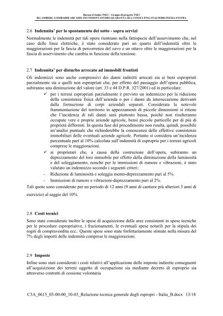 Relazione tecnica generale degli espropri - Valutazione Ambientale ...