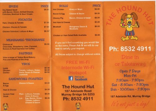 Hound Hut's Menu - Murraylands.com.au