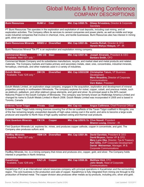 Global Metals & Mining Conference - Macquarie