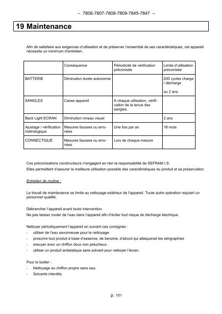 MESUREURS DE CHAMP MANUEL D'UTILISATION - Sefram