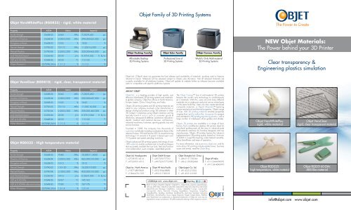 NEW Objet Materials: The Power behind your 3D ... - Laser Lines Ltd.