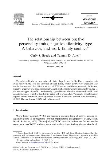 The relationship between big five personality traits, negative ...