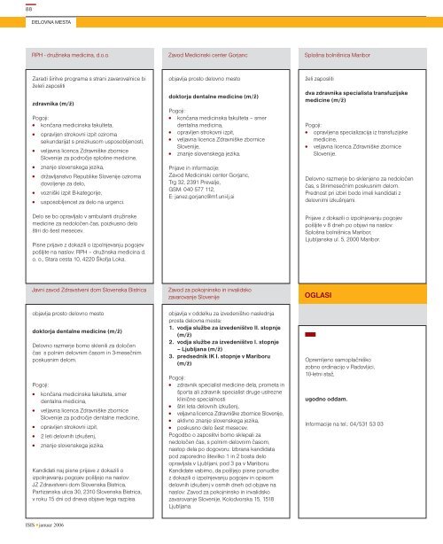 ISIS januar 06.indd - ZdravniÅ¡ka zbornica Slovenije
