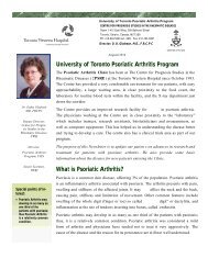 University of Toronto Psoriatic Arthritis Program ... - UHN Research