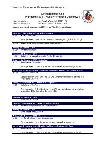 Gottesdienstordnung Pfarrgemeinde St. Mariä Himmelfahrt ...