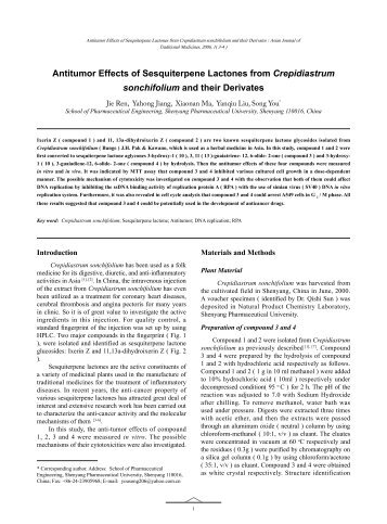 Antitumor Effects of Sesquiterpene Lactones from Crepidiastrum ...