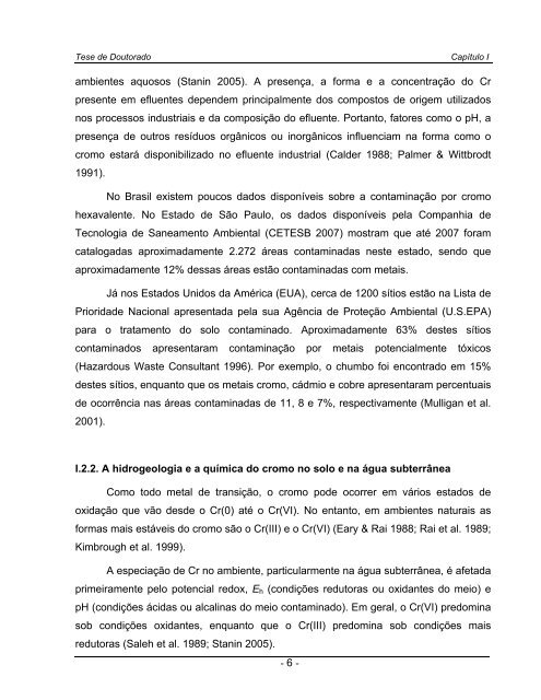 tratamento redutivo de solo e Ã¡gua subterrÃ¢nea contaminados com ...