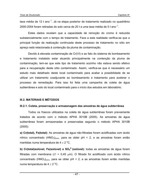 tratamento redutivo de solo e Ã¡gua subterrÃ¢nea contaminados com ...