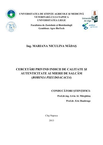 Rezumat tezÄ doctorat - USAMV Cluj-Napoca