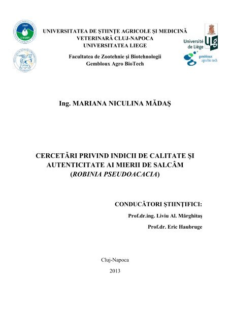 Rezumat tezÄ doctorat - USAMV Cluj-Napoca