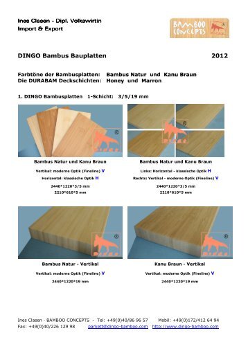 Katalog DINGO Bambus Bauplatten zum Öffnen oder Download