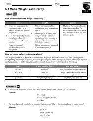 5.1 Mass, Weight, and Gravity