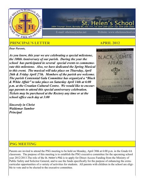 PRINCIPAL'S LETTER APRIL 2012 PSG MEETING - St. Helen's ...