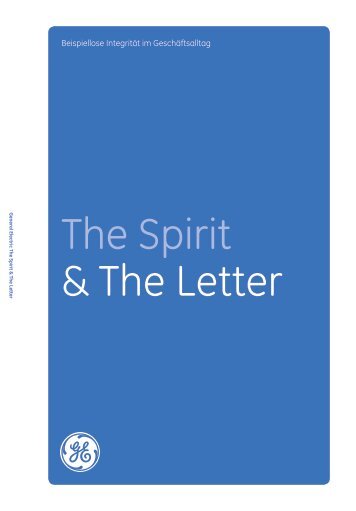 The Spirit & The Letter Download in German: GE Code of Conduct