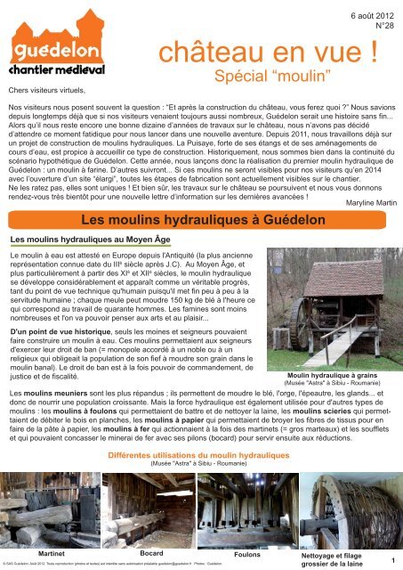 "Château en vue !" N°28 (PDF - 754 Ko) - Guédelon