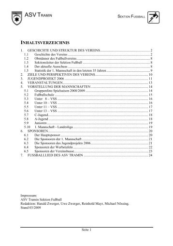 1. geschichte und struktur des vereins - Amateursportverein Tramin