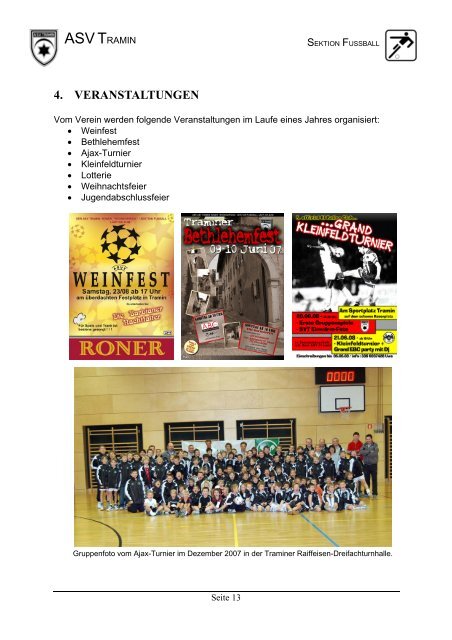 1. geschichte und struktur des vereins - Amateursportverein Tramin
