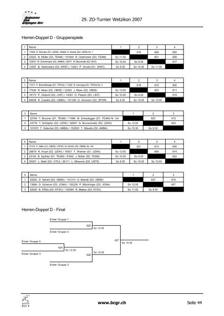 Turnierheft - Badminton Swiss Series