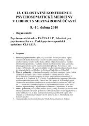 13. CELOSTÃTNÃ KONFERENCE PSYCHOSOMATICKÃ MEDICÃNY ...