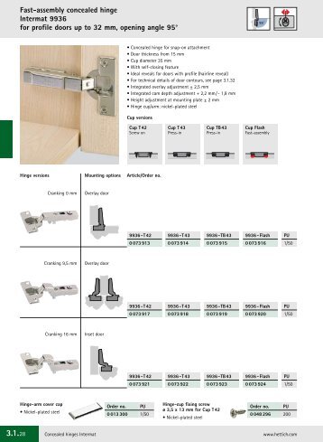 Fast-assembly concealed hinge Intermat 9936 for ... - SCF Hardware