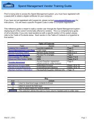 Spend Management Vendor User Training Guide - LowesLink